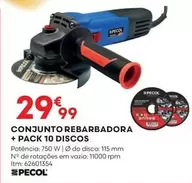 Oferta de Conjunto Rebarbadora + Pack 10 Discos por 29,99€ em Bricomarché