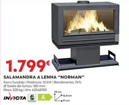 Oferta de A+ - Salamandra A Lenha "norman" por 1799€ em Bricomarché