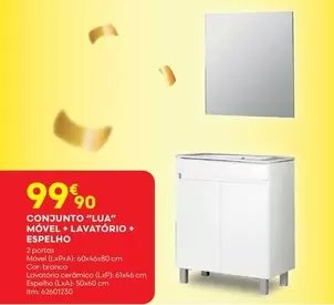 Oferta de Conjunto "Lua" Movel + Lavatorio + Espelho por 99,9€ em Bricomarché