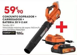 Oferta de Conjunto Soprador + Carregador + Bateria 20 V-ZA Ah por 59,9€ em Bricomarché