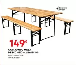 Oferta de Conjunto Mesa De Pic-nic + 2 Bancos por 149€ em Bricomarché