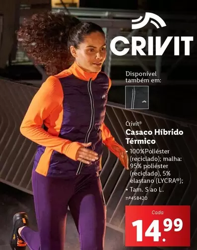 Oferta de Crivit - Casaco Hibrido Térmico por 14,99€ em Lidl