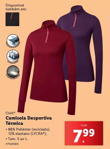 Oferta de Crivit - Camisolas Desportiva Termica por 7,99€ em Lidl