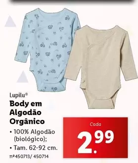 Oferta de Biológico - Body Em Algodão Orgánico por 2,99€ em Lidl