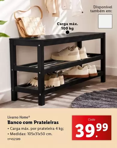 Oferta de .Com - Banco com prateleiras por 39,99€ em Lidl