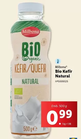 Oferta de Milbona - Bio Kefir Natural por 0,99€ em Lidl