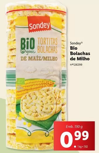 Oferta de Sondey - Bio Bolachas De Milho por 0,99€ em Lidl