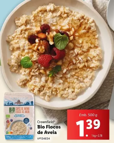 Oferta de Bio - Crownfield Bio Flocos De Aveia por 1,39€ em Lidl