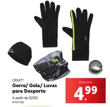 Oferta de Crivit - Gorro/ Gola/ Luvas Para Desporto por 4,99€ em Lidl