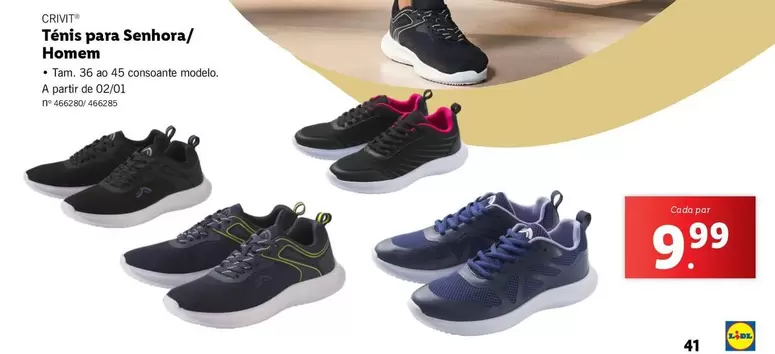 Oferta de A+ - Tenis Para Senhora/Homem por 9,99€ em Lidl