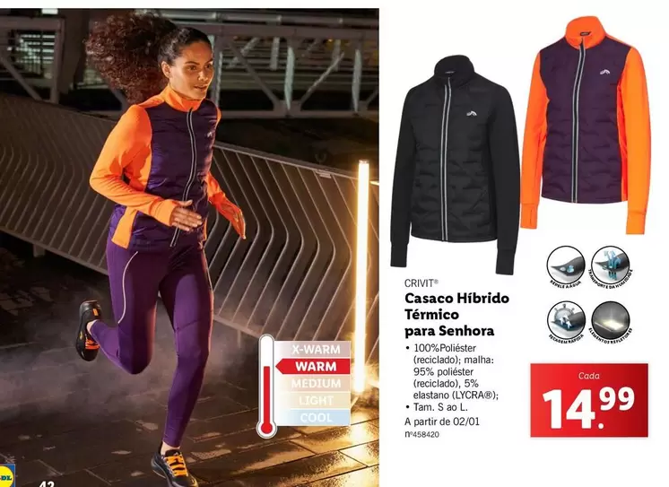 Oferta de Crivit - Casaco Hibrido Termico Para Senhora por 14,99€ em Lidl