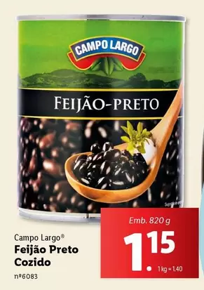 Oferta de Feijão Preto Cozido por 1,15€ em Lidl