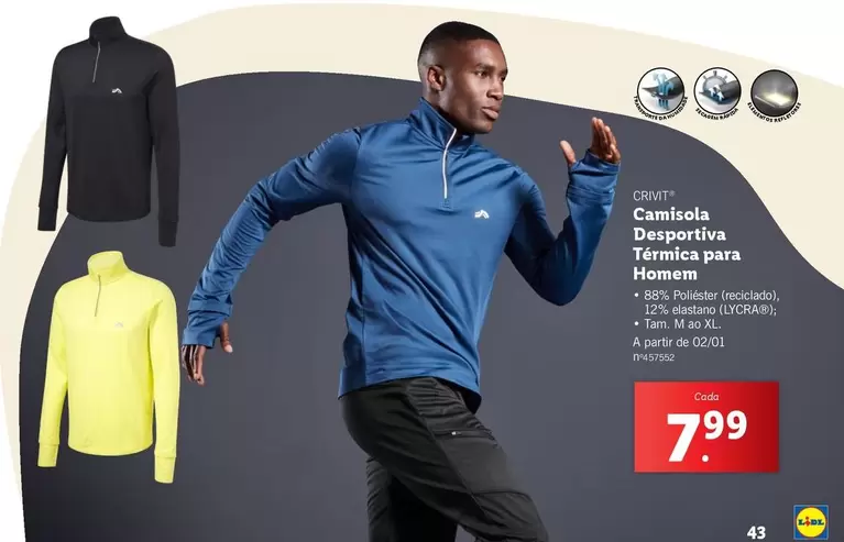 Oferta de Crivit - Camisola Desportiva Termica Para Homem por 7,99€ em Lidl