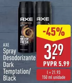 Oferta de Axe - Spray Desodorizante Dark Temptation/ Black por 3,29€ em Aldi