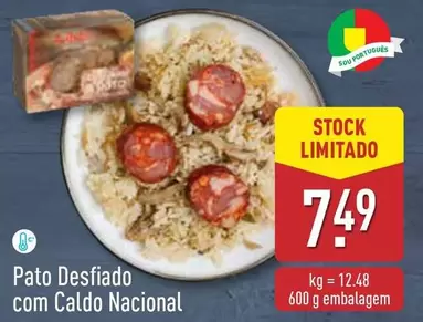 Oferta de Pato Desfiado Com Caldo Nacional por 7,49€ em Aldi