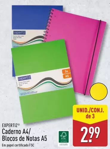 Oferta de Expertiz - Caderno A4/ Blocos De Notas A5 por 2,99€ em Aldi