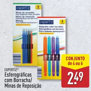 Oferta de Expertiz - Esferográficas Com Borracha/ Minas De Reposição por 2,49€ em Aldi