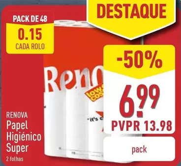 Oferta de Renova - Papel Higienico Super por 6,99€ em Aldi