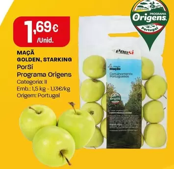 Oferta de Porsi - Maçãs Golden, Starking por 1,69€ em Intermarché