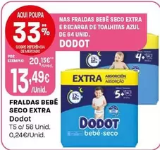 Oferta de Dodot - Fraldas Bebé Seco Extra  por 13,49€ em Intermarché