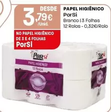 Oferta de Porsi - Papel Higiênico por 3,79€ em Intermarché