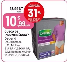 Oferta de Depend - Cueca De Incontinência por 10,99€ em Intermarché