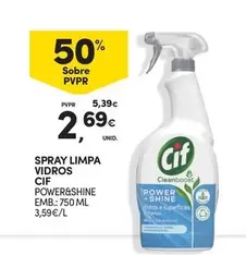 Oferta de Cif - Spray Limpa Vidros por 2,69€ em Continente