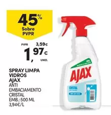 Oferta de Ajax - Spray Limpa Vidros por 1,97€ em Continente