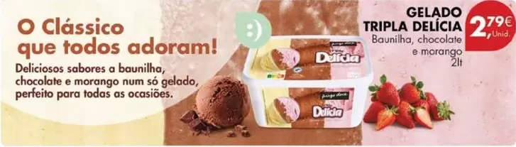 Oferta de Gelado Tripla Delicia por 2,79€ em Pingo Doce