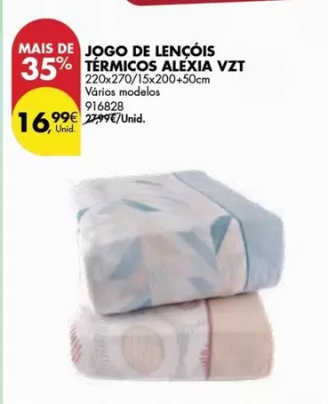 Oferta de Jogo De Lençois Térmicos Alèxia Vzt por 16,99€ em Pingo Doce