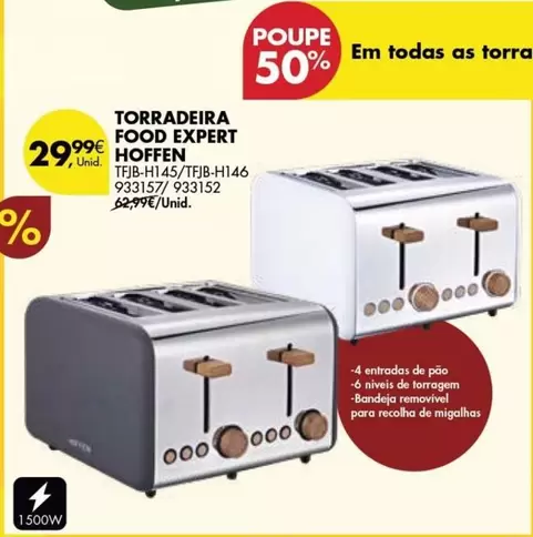 Oferta de Hoffen - Torradeira Food Expert por 29,99€ em Pingo Doce