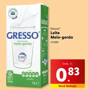 Oferta de Gresso - Leite por 0,83€ em Lidl