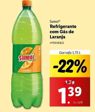 Oferta de Sumol - Refrigerante com Gas de Laranja por 1,39€ em Lidl