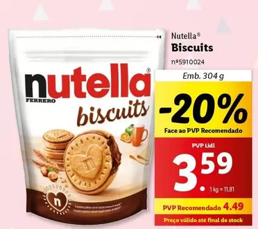 Oferta de Nutella - Biscuits por 4,49€ em Lidl