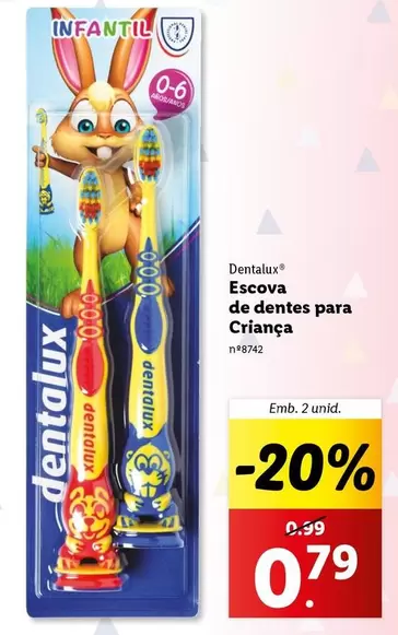 Oferta de Escova De Dentes Para Crianca por 0,79€ em Lidl