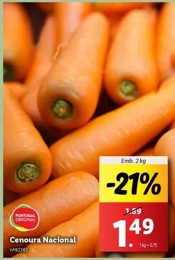 Oferta de Portugal - Cenoura Nacional por 1,49€ em Lidl