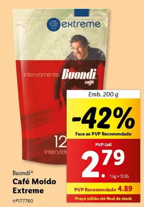 Oferta de Buondi - Café Moido Extreme por 4,89€ em Lidl