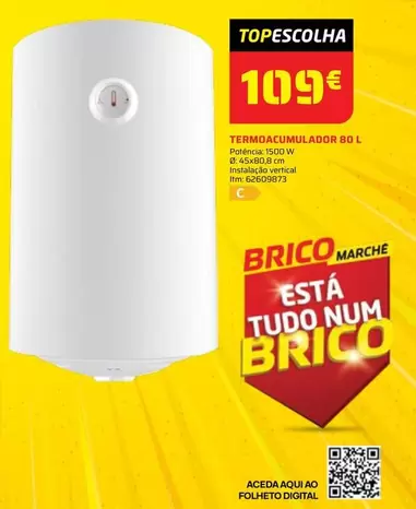 Oferta de Termocacumulador por 199€ em Bricomarché