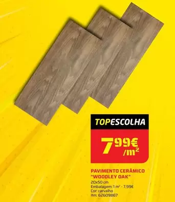 Oferta de Pavimento Cerámico "Wodolcey Oak" por 7,99€ em Bricomarché