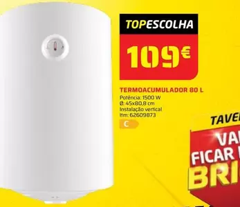 Oferta de Termoacumulador 80 L por 109€ em Bricomarché