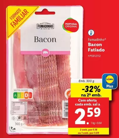 Oferta de Fumadinho - Bacon Fatiado por 2,59€ em Lidl