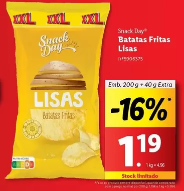 Oferta de XXL - Snack Day Batatas Fritas por 1,19€ em Lidl