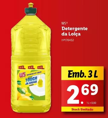 Oferta de W5 - Detergente Da Loiça por 2,69€ em Lidl