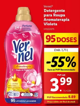 Oferta de Vernel - Detergente Para Roupa Aromaterapia Violeta por 3,99€ em Lidl