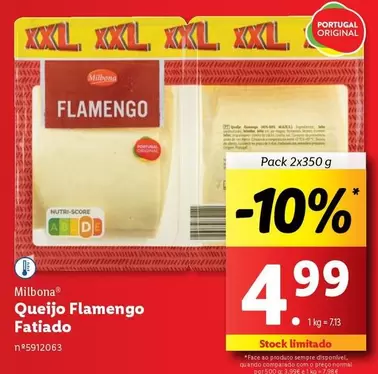 Oferta de Milbona - Queijo Flamengo Fatiado por 4,99€ em Lidl