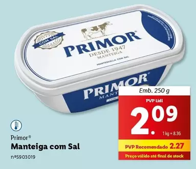 Oferta de Primor - Manteiga com Sal por 2,09€ em Lidl