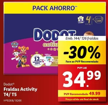 Oferta de Dodot - Fraldas Activity T4/T5 por 49,99€ em Lidl