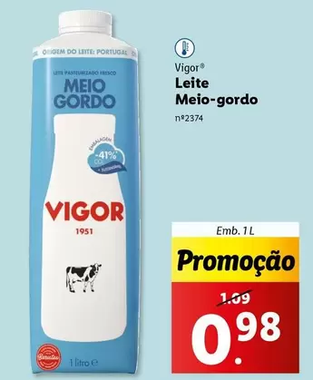 Oferta de Vigor - Leite por 0,98€ em Lidl