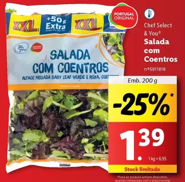 Oferta de Portugal - Salada Com Coentros por 1,39€ em Lidl