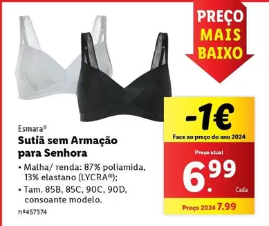 Oferta de Sutiã Sem Armação Para Senhora por 6,99€ em Lidl